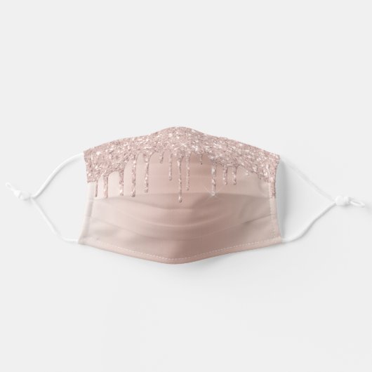 Glam Pink Rose Gold Glitter Modern Adult Cloth Face Mask (Front, Unfolded)