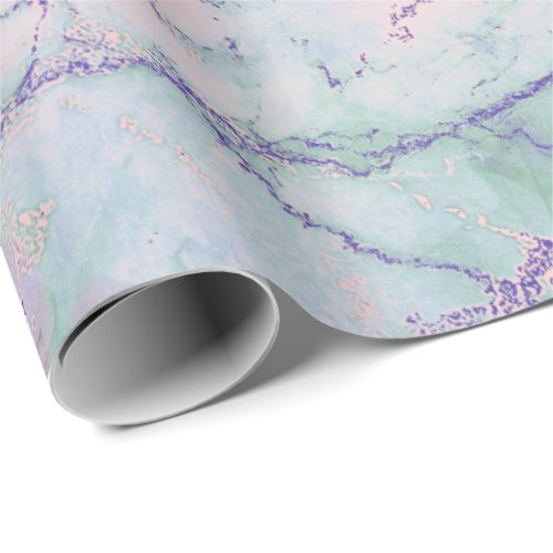 Glam Pink Rose Pearly Ivory Silver White Marble Wrapping Paper