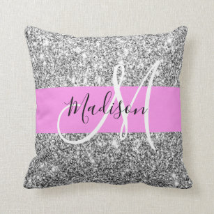 Pink Gray White Giant Stripe Throw Pillow, Zazzle