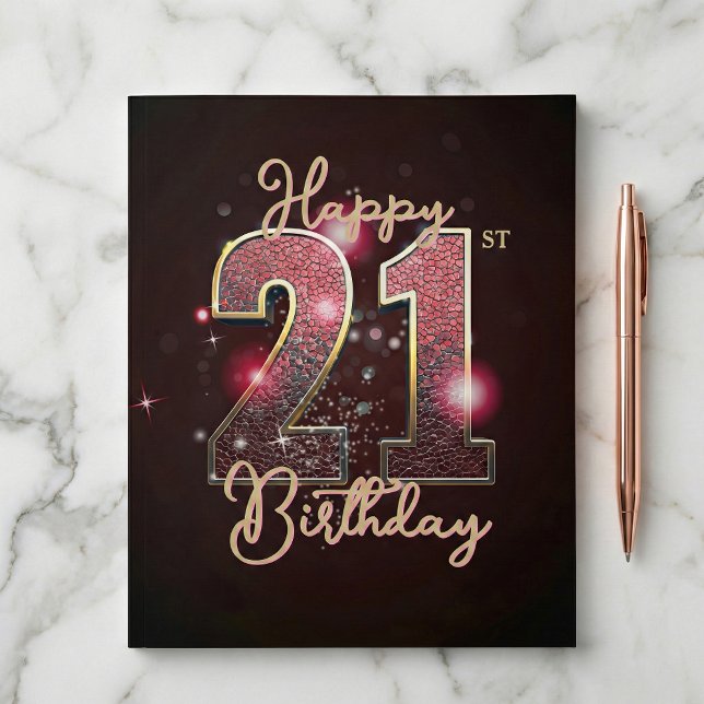 Glam Pink Snakeskin Gold Sparkle 21st Birthday Postcard (Creator Uploaded)