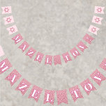 Glam Pink Sparkle Girl Mazel Tov Bat Mitzvah Bunting Flags<br><div class="desc">Dress up the Bat Mitzvah party venue with this pink glam faux glitter MAZEL TOV bunting flags sign. The first three and last three flags on either side are light pastel pink with a single pink Star Of David on each one. The remaining flags are faux pink glitter with bold...</div>