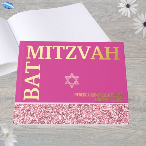 Glam Pink Star Of David Bat Mitzvah Gold
