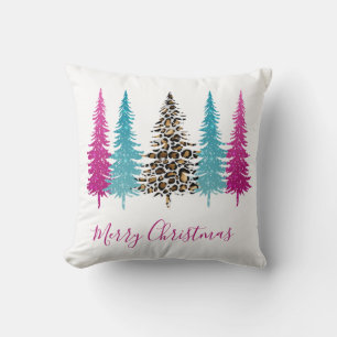 Glam Pink Teal Christmas Throw Pillow