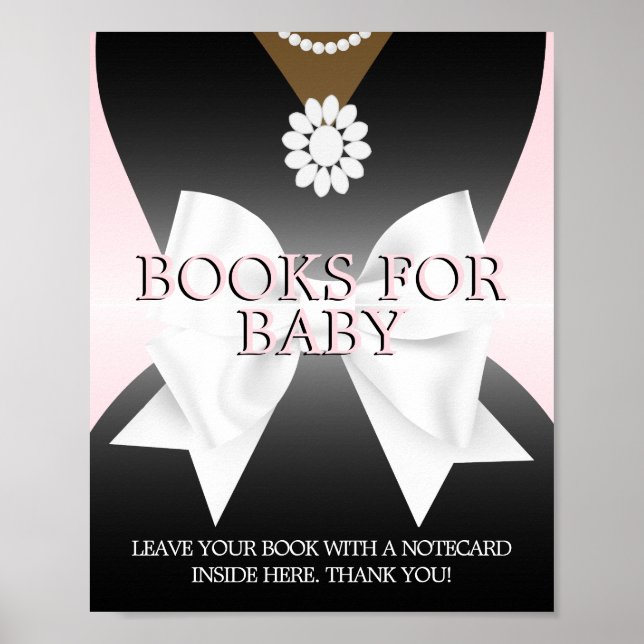 Glam Pink Tiffany Baby Shower Books for Baby Sign (Front)