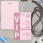 Glam Pink Unique VIP Bat Mitzvah Party Favor Badge<br><div class="desc">Looking for a unique party favor for your Bat Mitzvah event? These easy to personalize pink glam VIP badges are a cute addition to round out your party favors. A border of pink faux glitter runs down the left side of these Bat Mitzvah badges with VIP in simple bold white...</div>