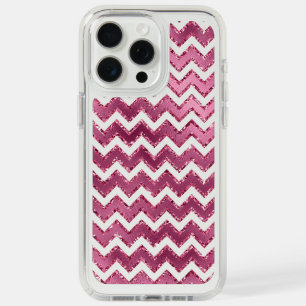 Glam Pink White Zigzag Stripes iPhone 15 Pro Max Case