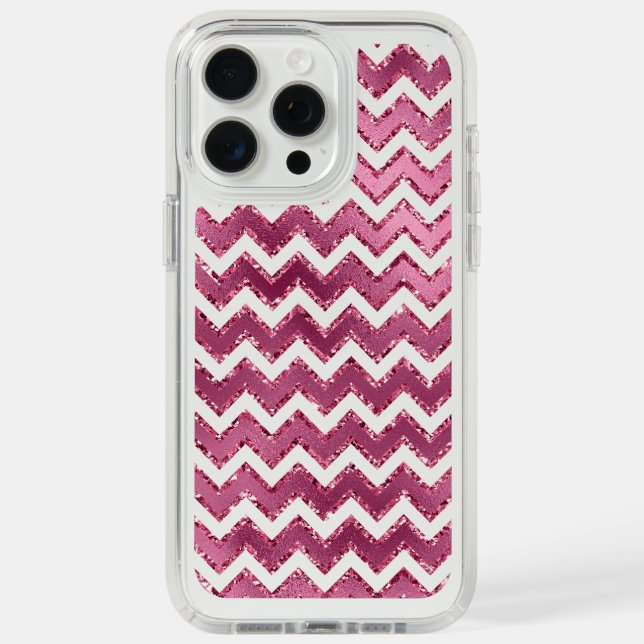 Glam Pink White Zigzag Stripes Speck iPhone Case (Front (White Titanium))