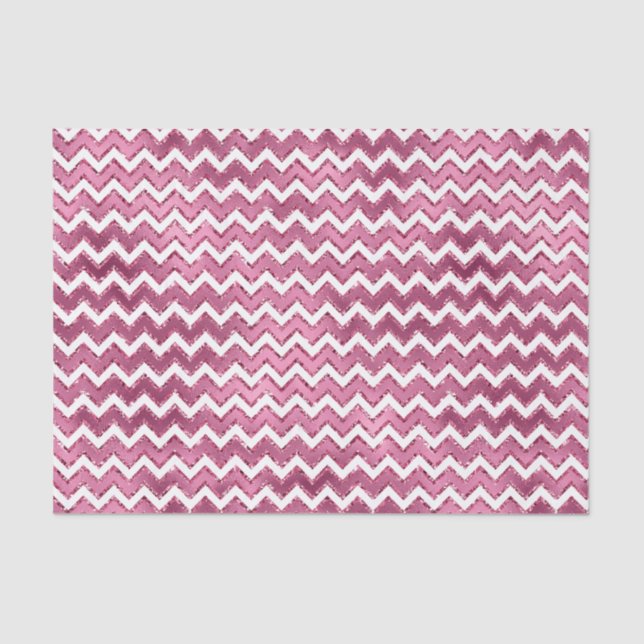 Glam Pink White Zigzag Stripes Tissue Paper (Front)