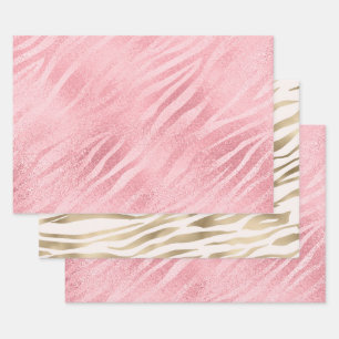 Glam Pink Zebra Print Wrapping Paper Sheets