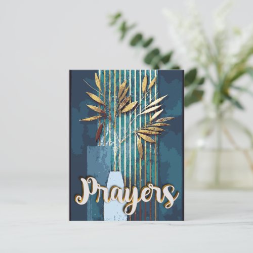Glam  Prayers in Gold and Blue Postcard