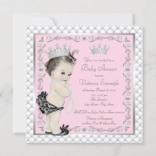 Glam Princess Baby Shower Invitations