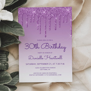 Glam Purple 30th Birthday Party Invitation