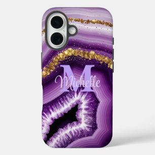 Glam Purple Agate Geode iPhone 16 Tough Case