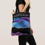Glam Purple And Blue Sparkle Galaxy Agate Tote Bag at Zazzle