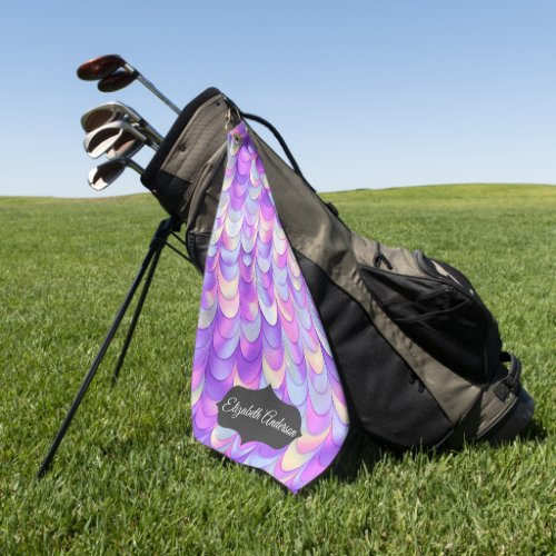 Glam Purple and Pastel Faux Sequins Personalized  Golf Towel