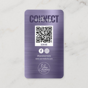 Glam Purple Connect With Us Social Media QR Code Business Card