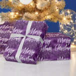 Glam Purple Foil Glitter Merry Christmas Script Wrapping Paper<br><div class="desc">This glam modern wrapping paper features the words "Merry Christmas" in white brush font on a purple faux foil background sprinkled with faux glitter.</div>