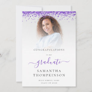 Glam Purple Glitter Photo 2024 Graduation Announcement