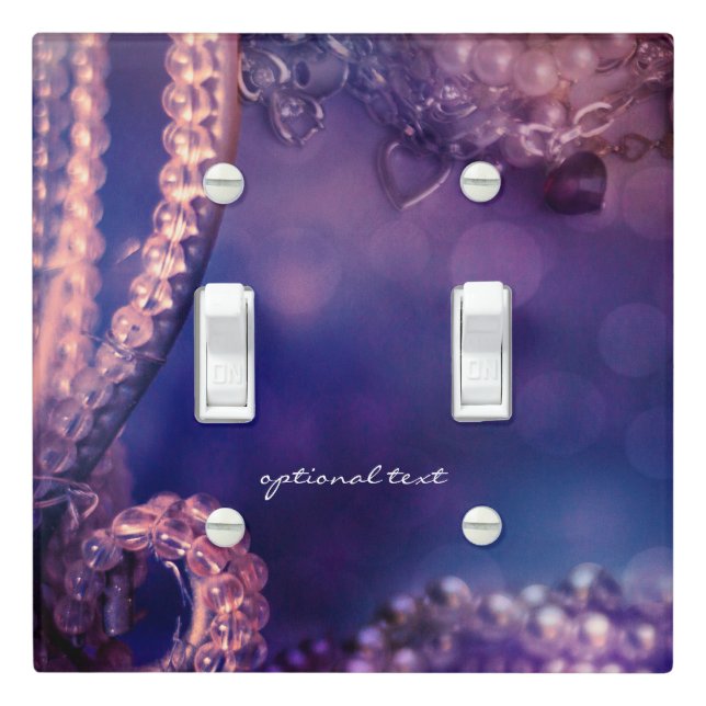 Glam Purple Glow & Chic Glamour Pearls Light Switch Cover (In Situ)