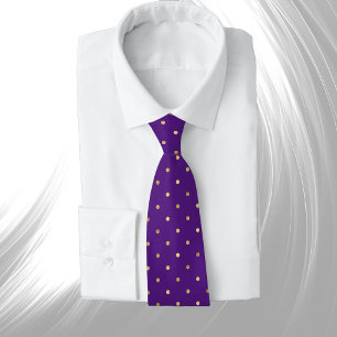 Glam Purple Gold Polka Dots Neck Tie