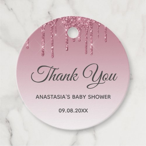 Glam Purple Pink Rose Gold Thank You Baby Shower Favor Tags