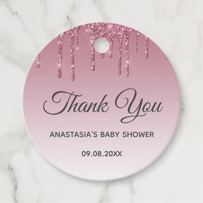 Glam Purple Pink Rose Gold Thank You Baby Shower Favor Tags Zazzle Com
