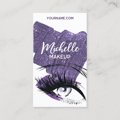 Glam Purple Sparkly Glittery Eye Makeup Artist  Business Card