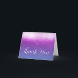 Glam Purple Teal Bat Mitzvah Thank You Card<br><div class="desc">Glamorous purple and turquoise Bat Mitzvah folded thank you cards. Design features a purple and teal blue ombre gradient with lights bordering the top of the card. Easily personalize the modern calligraphy script font or change it to any of your choice.</div>