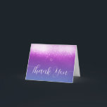 Glam Purple Teal Bat Mitzvah Thank You Card<br><div class="desc">Glamorous purple and turquoise Bat Mitzvah folded thank you cards. Design features a purple and teal blue ombre gradient with lights bordering the top of the card. Easily personalize the modern calligraphy script font or change it to any of your choice.</div>