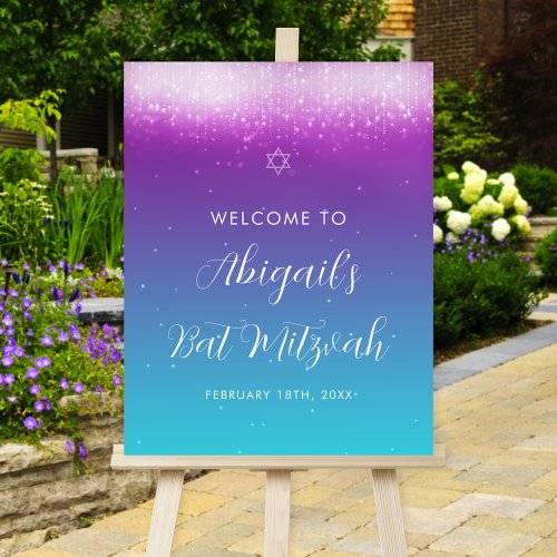 Glam Purple Teal Bat Mitzvah Welcome