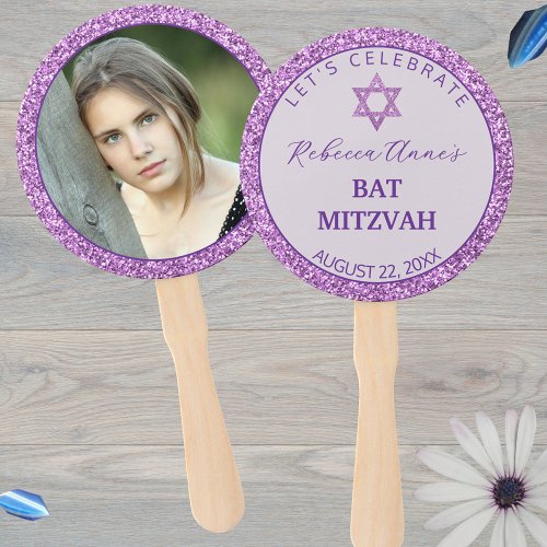 Glam Purple Trendy Girl Photo Bat Mitzvah Party