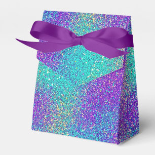Glam Purple Turquoise Sparkling Glitter Gradient Favor Boxes