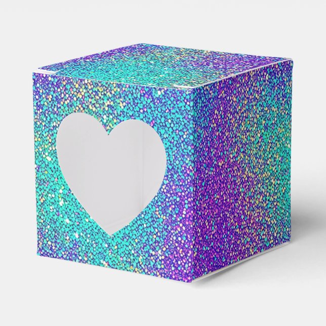 Glam Purple Turquoise Sparkling Glittery Gradient Favor Boxes (Front Side)