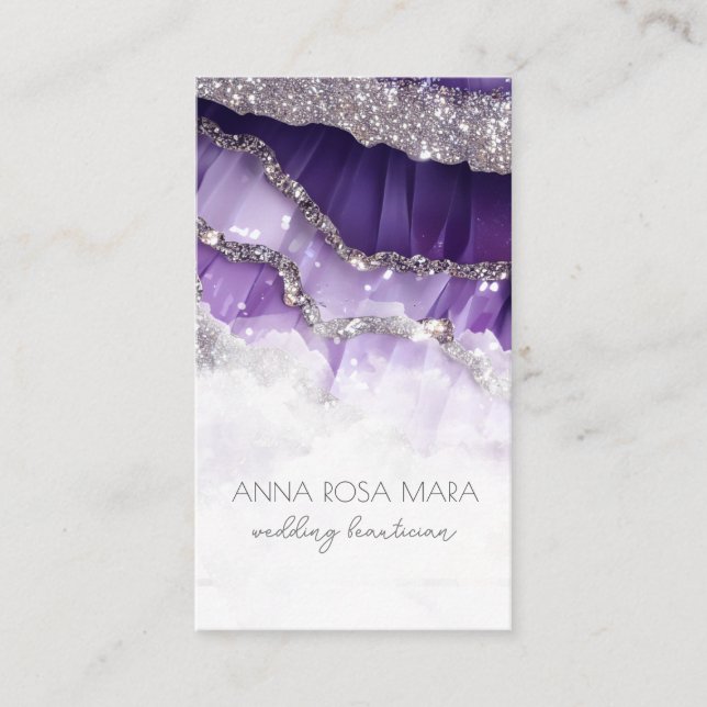 *~* Glam QR Luxe Agate Ivory Gold Glitter AP66 Business Card (Front)
