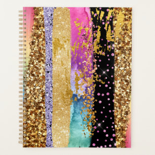 Glam rainbow glitter brush strokes elegant sparkle planner