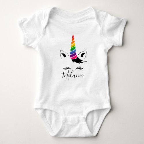 Glam Rainbow Unicorn Baby Bodysuit