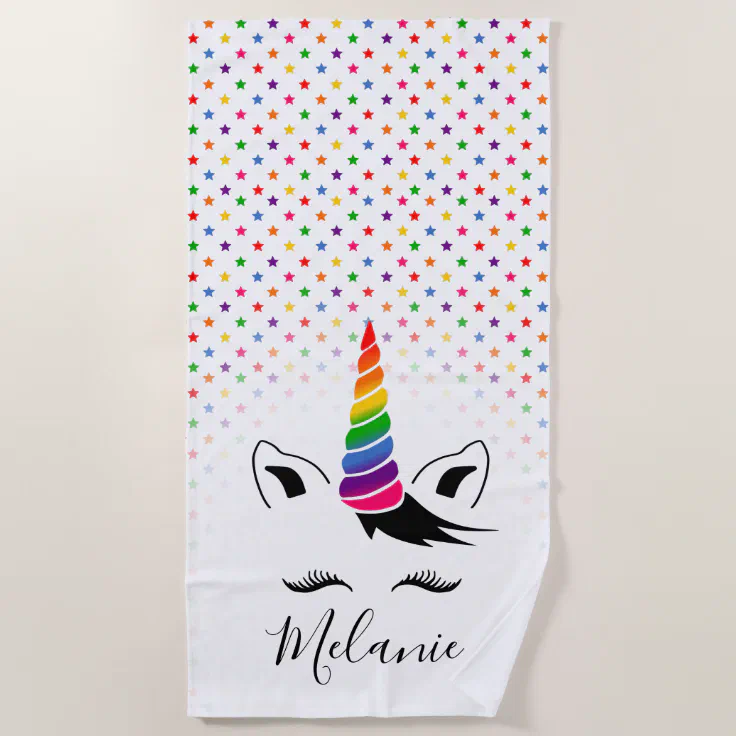 Glam Rainbow Unicorn Beach Towel Zazzle