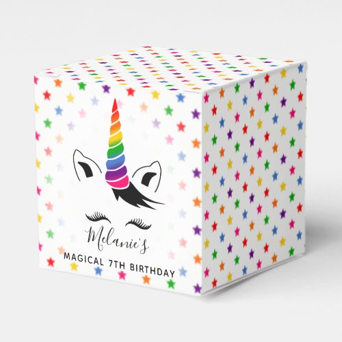 Glam Rainbow Unicorn Birthday Party Favor Boxes