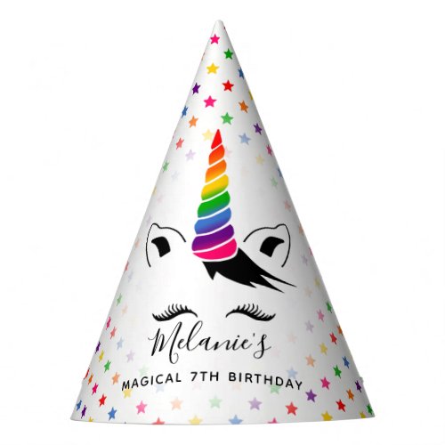 Glam Rainbow Unicorn Birthday Party Hat