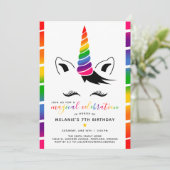 Glam Rainbow Unicorn Birthday Party Invitation (Standing Front)