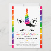 Glam Rainbow Unicorn Birthday Party Invitation (Front)