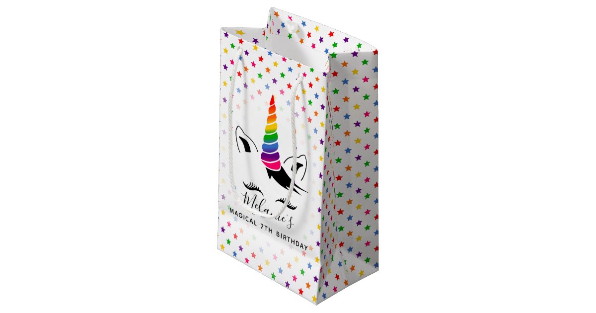 Glam Rainbow Unicorn Birthday Party Small Gift Bag Zazzle Com