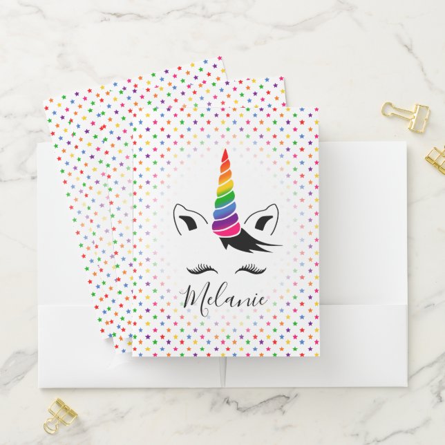 Glam Rainbow Unicorn Pocket Folder (In Situ)
