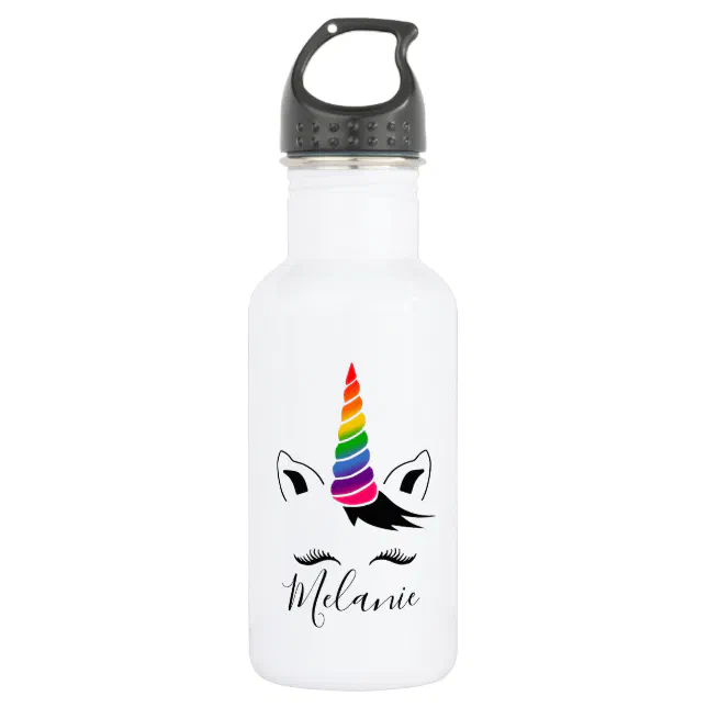 Glam Rainbow Unicorn Stainless Steel Water Bottle Zazzle