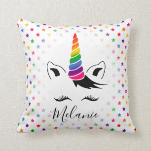 Glam Rainbow Unicorn Throw Pillow