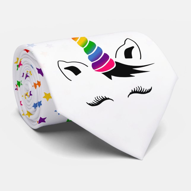 Glam Rainbow Unicorn Tie (Rolled)