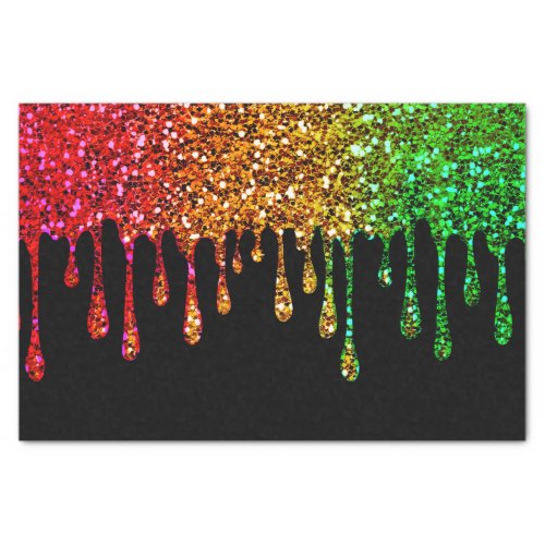 Glam Rasta Rainbow Glitter Drips Birthday Party Tissue Paper