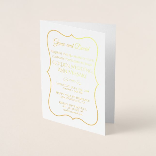 Glam Real Gold Foil 50th Wedding Anniversary Foil Card (Front)