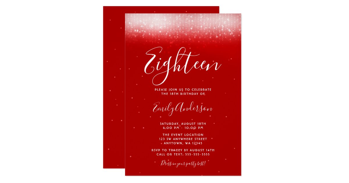 Glam Red 18th Birthday Invitation | Zazzle.com