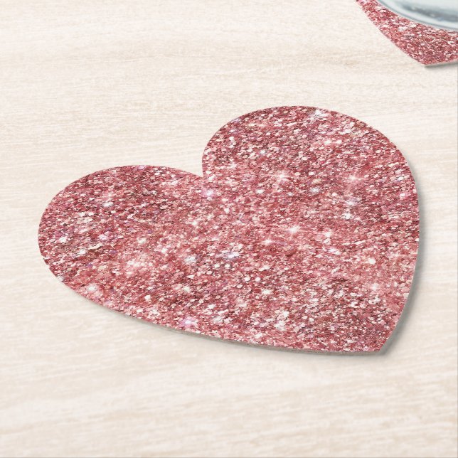 Glam Red Confetti Glitter Paper Coaster (Angled)